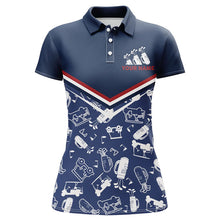 Load image into Gallery viewer, Womens Golf Polo Shirts Custom Name Navy Golf Equipment Seamless, Personalized Golf Shirts For Women LDT0102