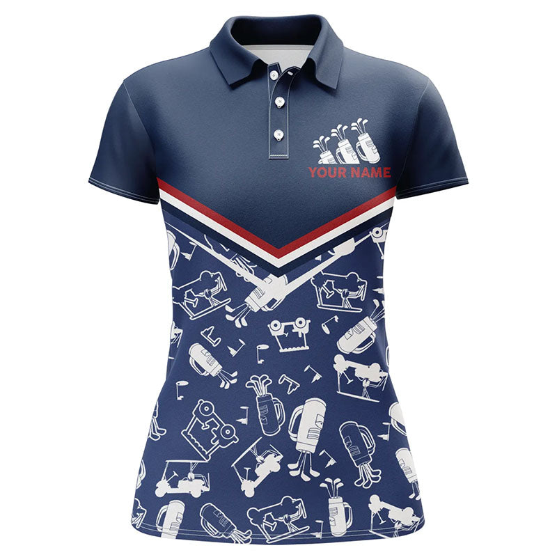 Womens Golf Polo Shirts Custom Name Navy Golf Equipment Seamless, Personalized Golf Shirts For Women LDT0102