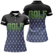 Load image into Gallery viewer, Black And Navy Womens Golf Polo Shirts, Custom Funny Golf Shirt For Ladies, Skull Golfing Gifts LDT0136