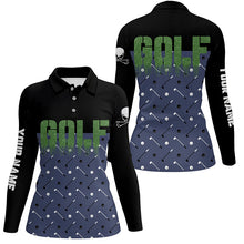Load image into Gallery viewer, Black And Navy Womens Golf Polo Shirts Custom Funny Golf Shirt For Ladies Skull Golfing Gifts LDT0142
