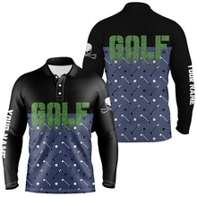 Load image into Gallery viewer, Black And Navy Mens Golf Polo Shirts Custom Funny Golf Shirt For Men Skull Golfing Gifts LDT0142