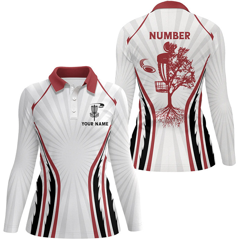 Retro Red Fire Disc Golf Polo Shirts Personalized Disc Golf Shirts For Women Disc Golf Basket LDT0935