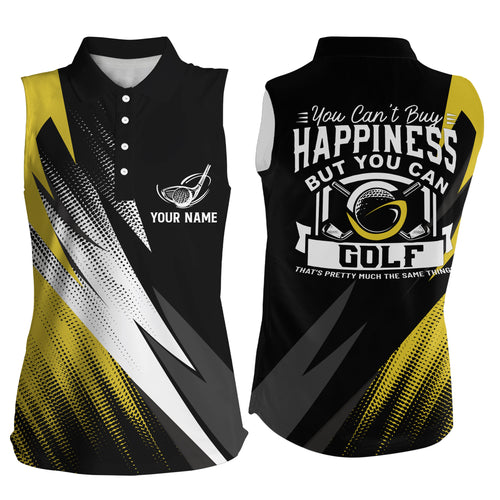 Womens Yellow Golf Sleeveless Polo Shirts Personalized Golf Shirts For Ladies Cool Golf Gifts For Her LDT0169