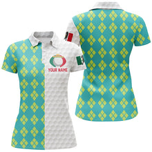 Load image into Gallery viewer, Blue Yellow Argyle Pattern Mexican Flag Golf Polo Shirts Patriotic Golf Shirts For Women LDT0433