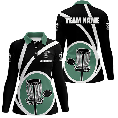 Customized Black Green Womens Disc Golf Polo Shirts Cool Disc Golf Shirt For Team Golf Gifts LDT0744