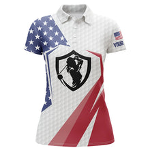 Load image into Gallery viewer, American Flag Womens Golf Polos Personalized Us Flag Golf Tops For Women Patriotic Golf Gifts LDT0208