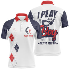 Load image into Gallery viewer, I Play Like A Boy Golf Polo Shirts Personalized Argyle Golf Shirts For Men, Golfing Gifts LDT0211