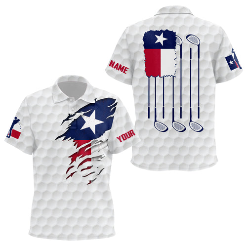 Retro Texas Flag White Golf Pattern Kids Polo Shirt Patriotic Golf Shirts For Kid Golf Gifts LDT0495
