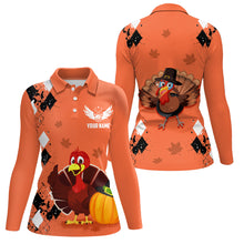 Load image into Gallery viewer, Turkey Bird Thanksgiving Golf Polo Shirt Argyle Orange Custom Women Golf Tops Cool Golf Gifts LDT0839