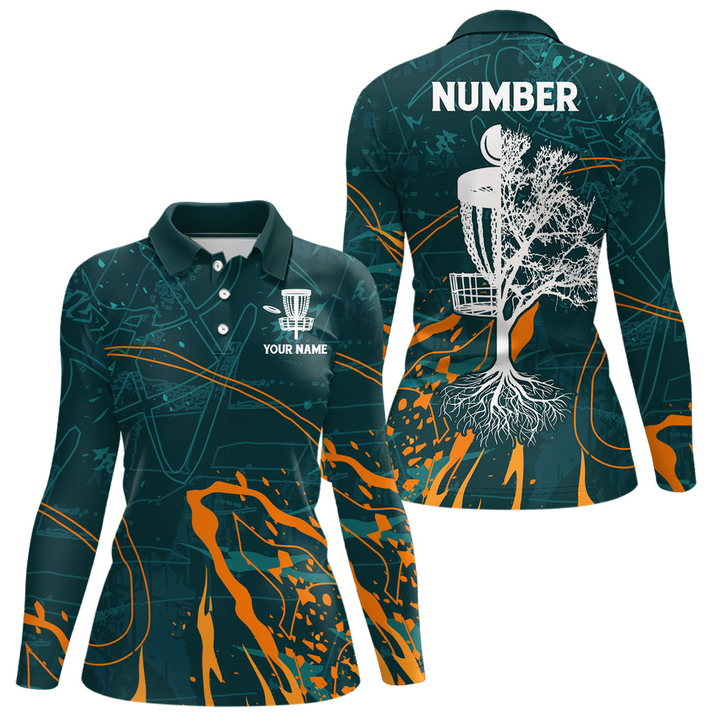 Personalized Disc Dude Disc Golf Polo Shirt Custom Green Orange Disc Golf Shirts For Women LDT0846