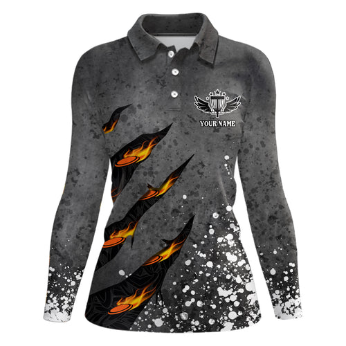 Paint Splash Womens Disc Golf Polo Shirt Personalized Fire Flame Disc Golf Shirts For Women LDT1051