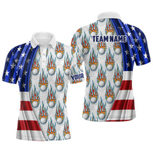 Load image into Gallery viewer, American Flag Fire Flame Mens Golf Polo Shirt Custom Patriotic Golf Tops For Men Golf Gifts LDT1055