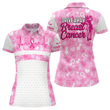 Load image into Gallery viewer, Drive Away Breast Cancer Pink White Golf Shirt Heartbeat Ribbon Cute Golf Shirts For Women LDT0250