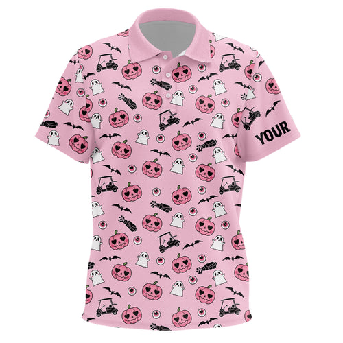 Pink Halloween Unisex Kids Golf Polo Shirts Custom Golf Shirts For Kid Cute Halloween Golf Gifts LDT0548