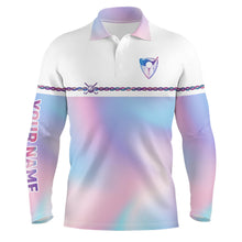 Load image into Gallery viewer, Personalized Mens Golf Polo Shirt Custom Gradient Pastel Rainbow Golf Shirts For Men Golf outfit LDT0867