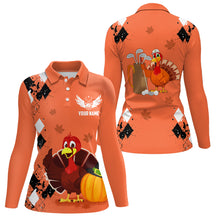 Load image into Gallery viewer, Turkey Bird Thanksgiving Golf Polo Shirt Argyle Orange Custom Women Golf Tops Cool Golf Gifts LDT0871