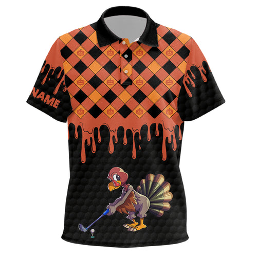 Golf Turkey Thanksgiving Golf Kids Polo Shirt Orange Pumpkin Custom Golf Shirts For Kid Golf Gifts LDT0873