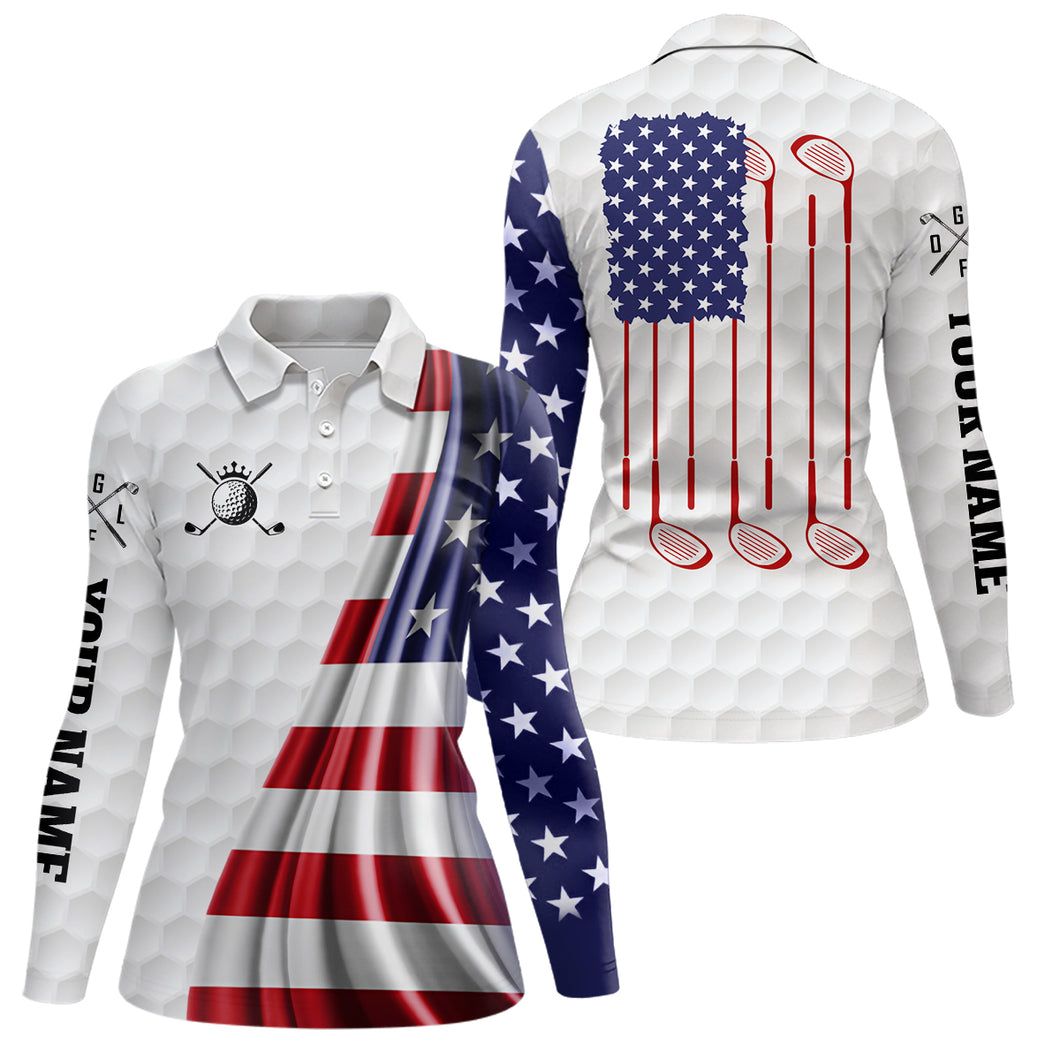 3D American Flag Womens Golf Polo Shirts Custom Patriotic Golf Tops For Women Golfing Gifts LDT1071