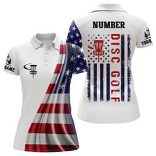 Load image into Gallery viewer, American Flag Womens Disc Golf Polo Shirt Custom Patriotic Disc Golf Tops For Women Golf Gift LDT1073