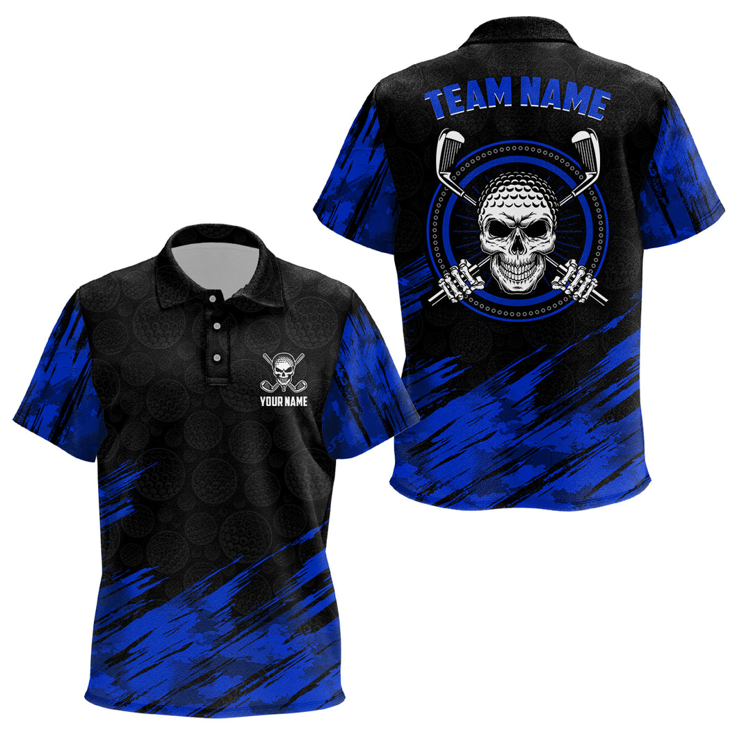 Personalized 3D All Over Print Skull Kids Golf Polo Shirt Navy Black Unisex Golf Shirts For Kid LDT0560