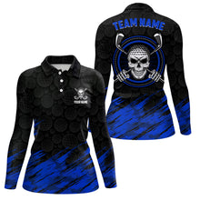 Load image into Gallery viewer, Personalized 3D All Over Print Skull Womens Golf Polo Shirt Navy Black Golf Shirts For Women LDT0560