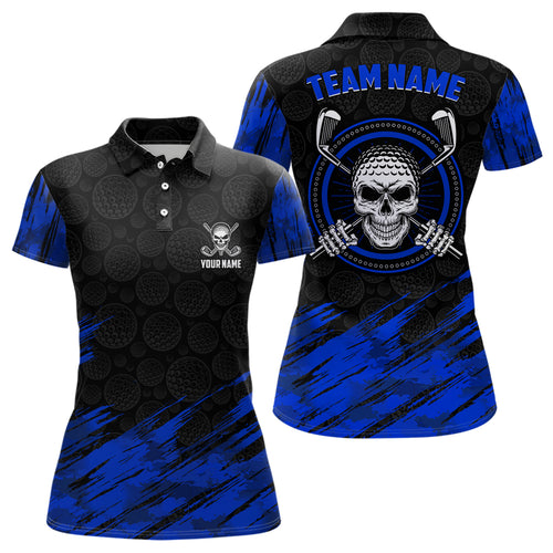 Personalized 3D All Over Print Skull Womens Golf Polo Shirt Navy Black Golf Shirts For Women LDT0560