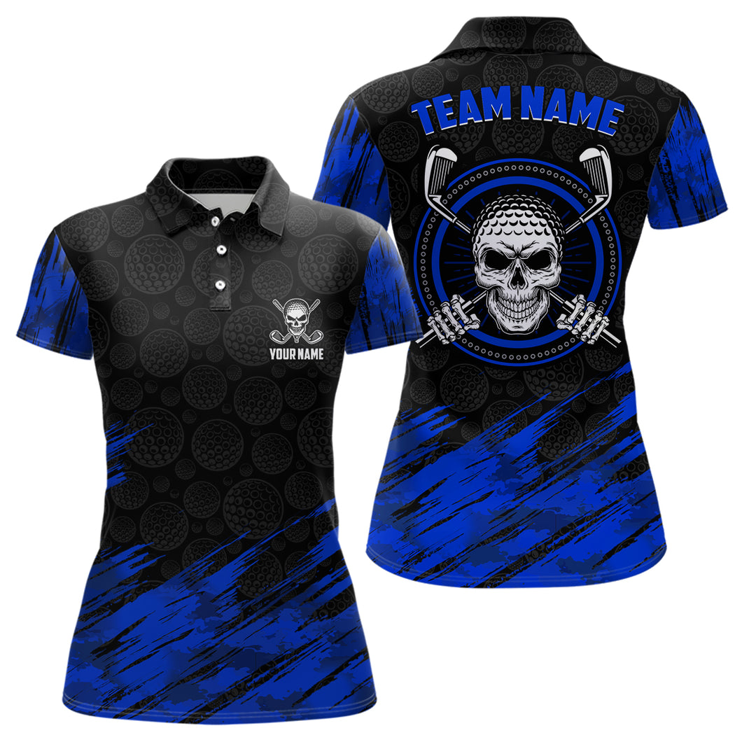 Personalized 3D All Over Print Skull Womens Golf Polo Shirt Navy Black Golf Shirts For Women LDT0560