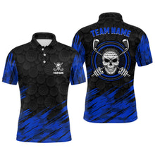 Load image into Gallery viewer, Personalized 3D All Over Print Skull Mens Golf Polo Shirt Navy Black Golf Shirts For Men LDT0560