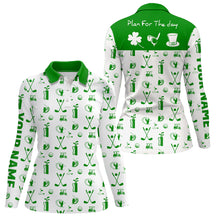 Load image into Gallery viewer, Green White Plan For The Day Golf Icon St Patrick Day Polo Shirt Custom Golf Shirts For Women LDT1279