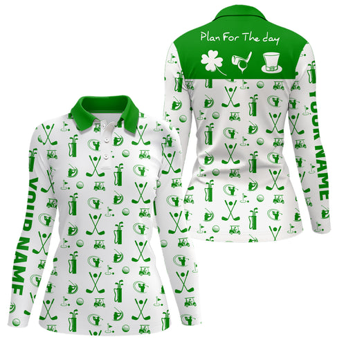Green White Plan For The Day Golf Icon St Patrick Day Polo Shirt Custom Golf Shirts For Women LDT1279