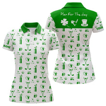 Load image into Gallery viewer, Green White Plan For The Day Golf Icon St Patrick Day Polo Shirt Custom Golf Shirts For Women LDT1279