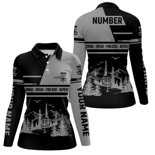 Disc Golf Swing Swear Find Disc Repeat Custom Name And Number Disc Golf Shirts For Women LDT0288