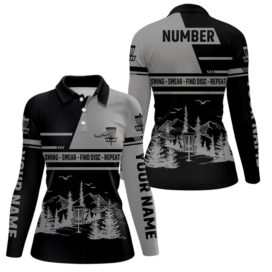Disc Golf Swing Swear Find Disc Repeat Custom Name And Number Disc Golf Shirts For Women LDT0288