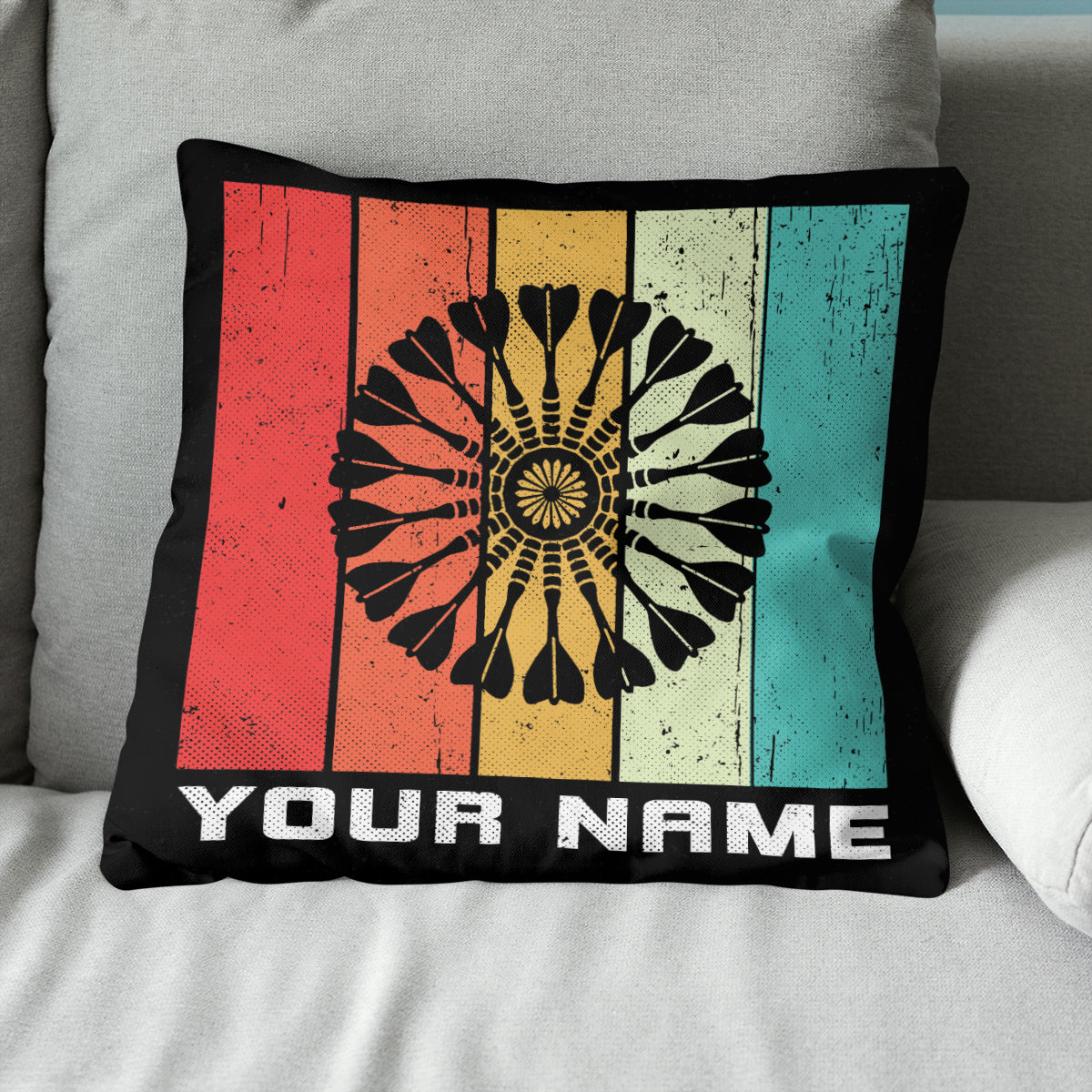 Multicolor Retro Darts Pillow Personalized Darts Gifts For Dart Player LDT1101