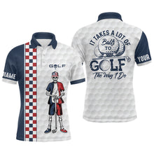 Load image into Gallery viewer, Customized Mens Skull Golf Polo Shirt Checkerboard Funny Golf Shirts For Men, Crazy Golf Gifts LDT0296