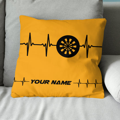 Yellow Dartboard Heartbeat Custom Throw Pillow Personalized Dart Gifts LDT1110