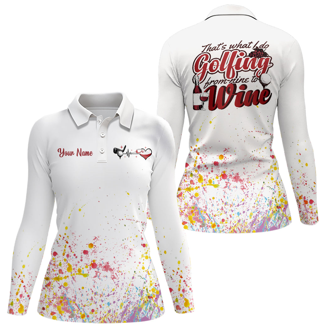Multicolor Paint Golf Wine Polo Shirt Custom Golf Shirts For Ladies Golf Gifts For Wine Lover LDT0916