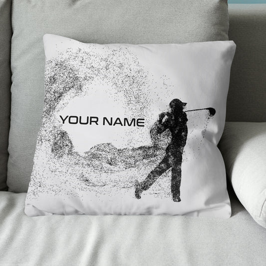 Silhouette Golf Player Custom Throw Pillow Personalized Golfing Gifts LDT1125