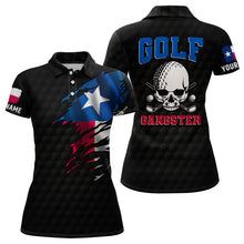 Load image into Gallery viewer, Texas Flag Womens Golf Polo Shirt, Skull Gangster Golf Shirts For Women, Custom Patriotic Golf Gifts LDT0103