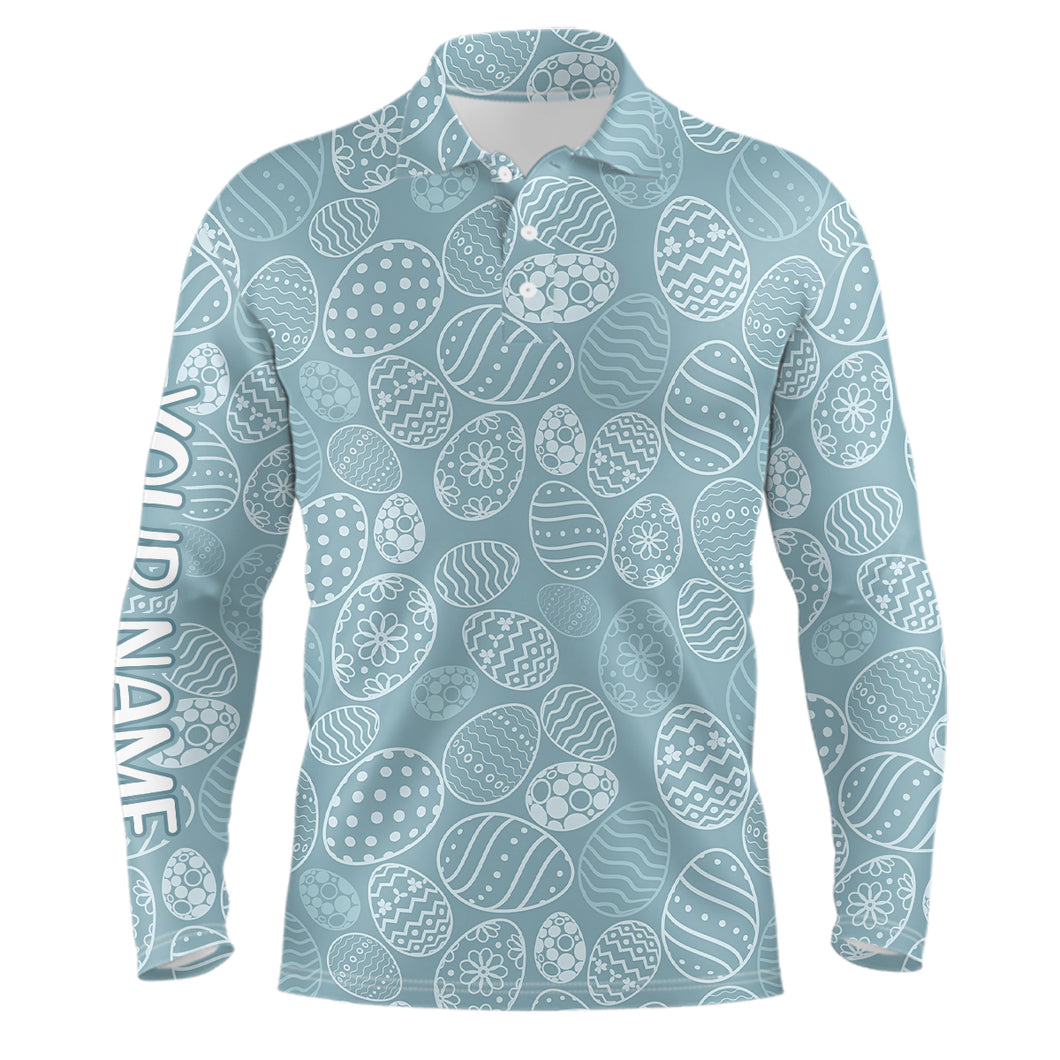 Blue Funny Easter Eggs Mens Golf Polo Shirts Custom Easter Day Golf Shirts For Men Golf Gifts LDT1336