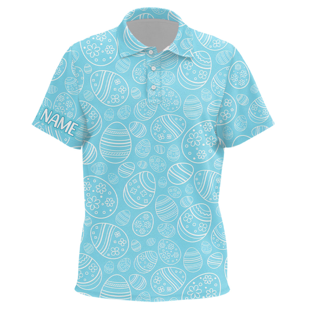 Blue Easter Eggs Kids Golf Polo Shirts Custom Easter Day Funny Golf Tops For Kid Golfing Gifts LDT1337