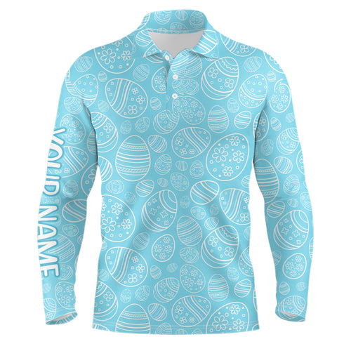 Blue Easter Eggs Mens Golf Polo Shirts Custom Easter Day Funny Golf Tops For Men Golfing Gifts LDT1337