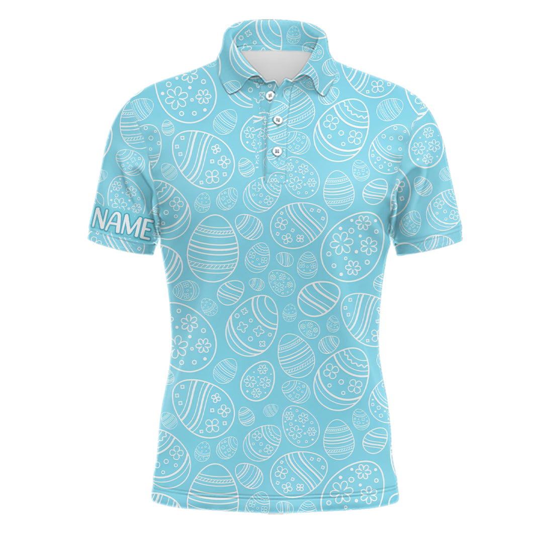 Blue Easter Eggs Mens Golf Polo Shirts Custom Easter Day Funny Golf Tops For Men Golfing Gifts LDT1337