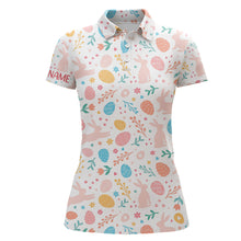 Load image into Gallery viewer, Colorful Easter Eggs &amp; Bunnies Womens Golf Polo Shirt Custom Easter Funny Golf Tops For Women LDT1339