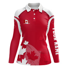 Load image into Gallery viewer, Canadian Maple Leaf Womens Golf Polo Shirts Custom Patriotic Golf Shirts For Women Golf Gifts LDT1471
