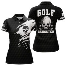 Load image into Gallery viewer, Golf Gangster Skull Polo Shirt Custom Black White Golf Pattern Scary Golf Shirts For Women LDT0373