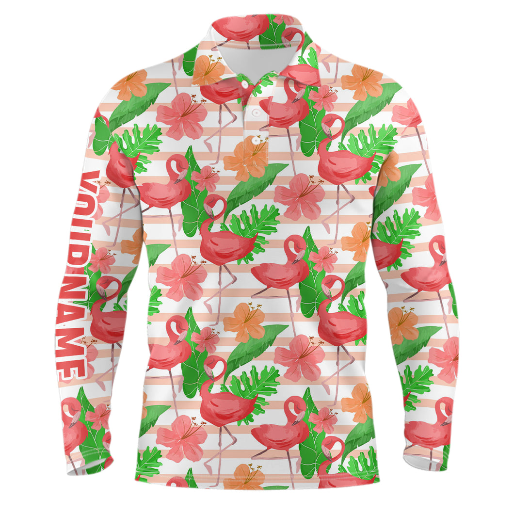 Watercolor Tropical Pink Flamingo Golf Mens Polo Shirt Customized Golf Shirts For Men Golf Gifts LDT0923