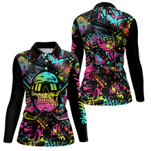 Load image into Gallery viewer, Skull Graffiti Womens Golf Polo Shirts, Custom Colorful Skull Golf Shirts For Women, Best Golf Gifts LDT0138