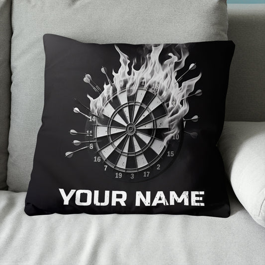 Black White Darts Flame Custom Throw Pillow Personalized Darts Gifts LDT1159