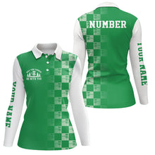 Load image into Gallery viewer, Gradient Green White Checkered Pattern Disc Golf Polo Shirt Custom Disc Golf Tops For Women LDT0955